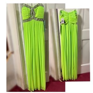 Neon Lime Green Strapless Dress